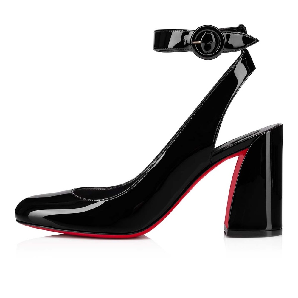 WOMENS PATENT LEATHER BLACK RED BOTTOMS SIZE 39
